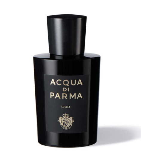 'ACQUA DI PARMA' 밑에 'OUD'라고 적혀있으며 검은색 뚜껑과 검은색 병이 아주 인상적입니다.